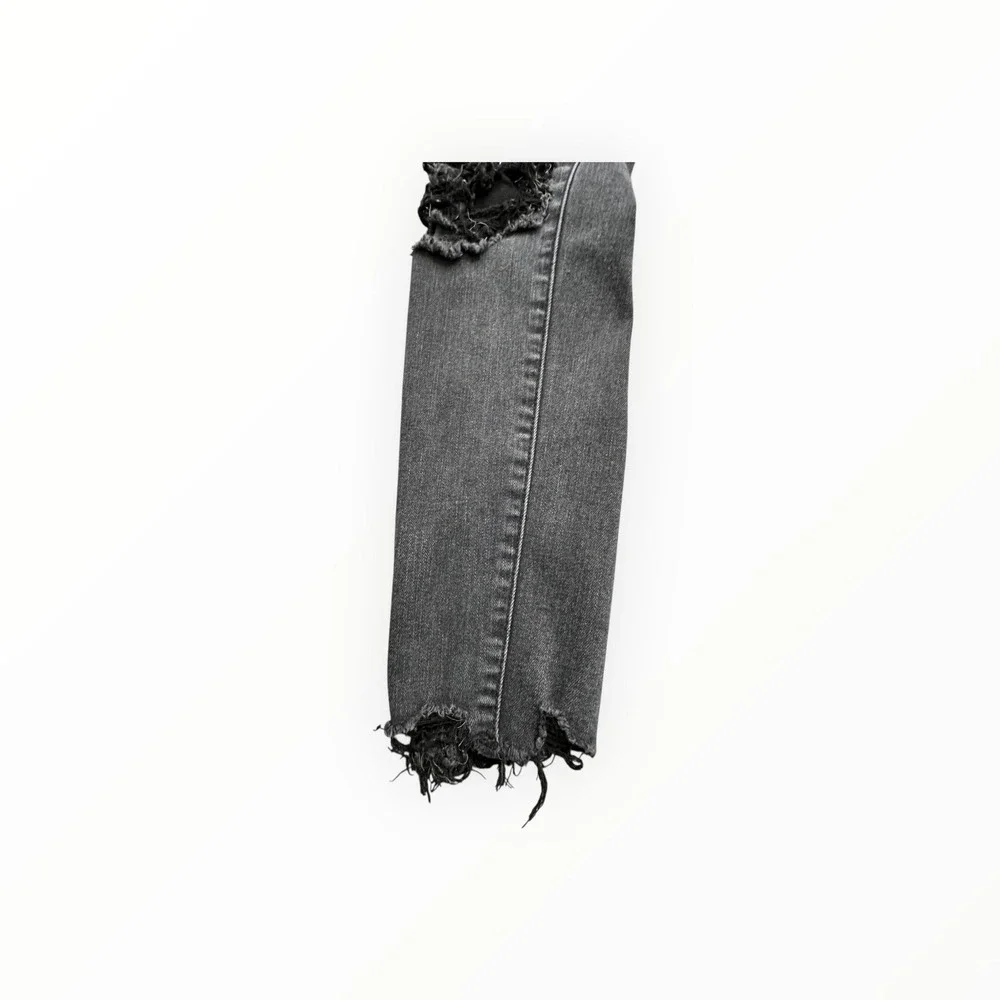 American Eagle Jegging Crop Womens 0 Black Next Level Stretch Distressed Raw Hem